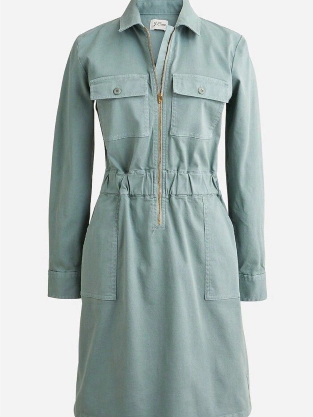 J.Crew Long-Sleeve Zip-Front Chino Dress